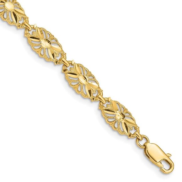 14k Yellow Gold Diamond-Cut Bracelet